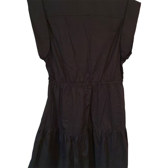 Steve Madden Cotton Poplin V-Neck Tiered Minidress Black Women's Medium NWT - Picture 2 of 7